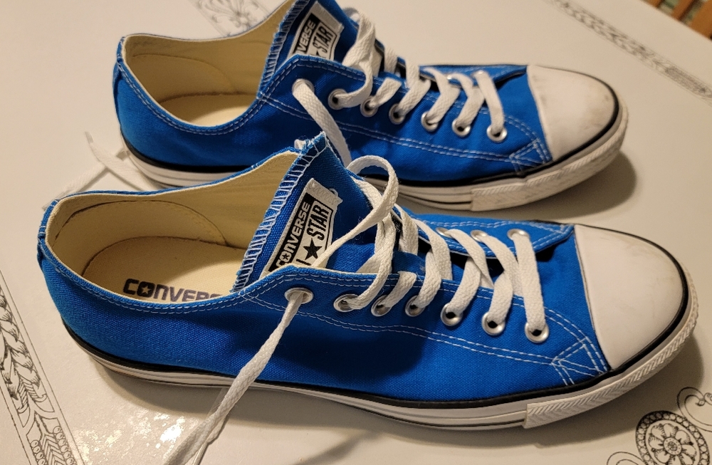 Converse size 11 BLUE low tops , VGC+, canvas is BRIGHT,  lightly worn NICE !!!!